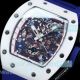 Swiss Replica Richard Mille RM011 Chronograph White Ceramic Blue Rubber Watch (3)_th.jpg